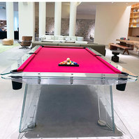 Table de billard professionnelle en verre cristal transparent pour salle de jeux à domicile, 7ft, 8ft, 9ft, durable, haut de gamme, usage commercial, en acier inoxydable