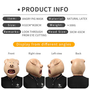 ขายส่งปรับแต่งคอสเพลย์เครื่องแต่งกายปาร์ตี้สมจริงหมูโกรธหน้ากากหมวกฮาโลวีนLatexสัตว์หน้ากาก - Product Image 6