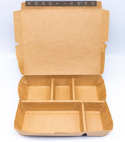 Boîtes alimentaires jetables en papier kraft multi-compartiments, contenants biodégradables pour la restauration rapide à emporter