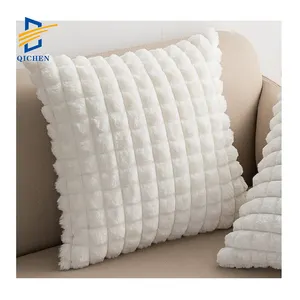 Taies d'oreiller de luxe en peluche douce et chaude, housse d'oreiller en fausse fourrure de lapin moderne, coussins personnalisés, décoration de la maison