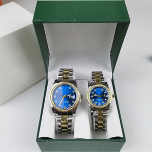 High-end Couple-themed Calendar Waterproof <strong>Watch</strong> with Diamond Inlays Perfect Dual <strong>Watch</strong> <strong>Set</strong> for Couples - Product Image 5