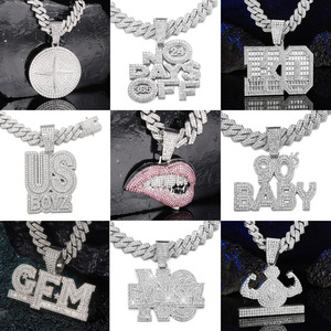 Collar de Cadena Cubana con Colgante de Letra de Personalidad Estilo Hip Hop, Venta al por Mayor, para Hombres Raperos - Product Image 3