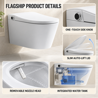 WC intelligent mural haut de gamme avec commande vocale, couvercle automatique, réservoir intégré, bidet à eau chaude instantanée et bouclier de mousse rotatif