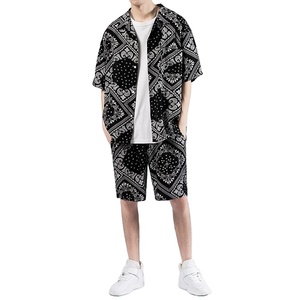 Vente en gros de haute qualité imprimé d'été, nouveaux Shorts de plage décontractés chemises pour hommes ensembles hawaïens - Product Image 1