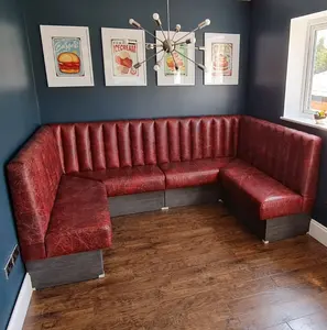 Легкая Роскошная Мексиканская ресторанная будка U-L формы ресторанный дизайн мебель будка кожаный диван для ресторана красный
