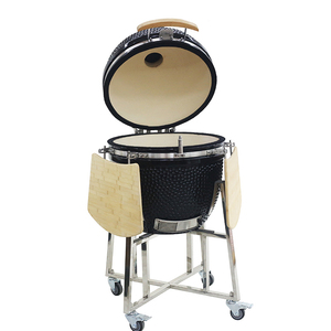 Barbecue Kamado en céramique <span class=keywords><strong>noir</strong></span> de grande taille 23,5 pouces OEM/ODM avec chariot en acier inoxydable pour jardin extérieur - Product Image 2