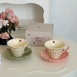 ชุดถ้วยเซรามิคลายดอกไม้ ดีไซน์พิเศษสำหรับกาแฟ - Product Image 4