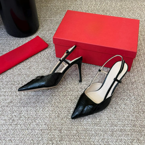 Escarpins noirs en cuir gaufré croco à bout pointu et bride arrière pour femme - Product Image 1