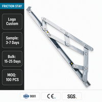 Charnière de fenêtre à friction moderne en acier inoxydable 304 robuste, fermeture douce, installation facile, bras de support supérieur à rainure carrée 4/6/7 barres