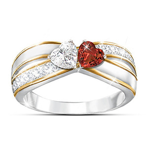 Anello Nuziale in Acciaio Inossidabile Certificato IGI con Placcatura in Rodio, Pietra Principale in Zircone, Chiarezza SI - Product Image 2