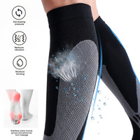 Chaussettes de compression noires personnalisées avec logo, hauteur genou, 15-20 mmHg, performance extérieure pour la course et la randonnée
