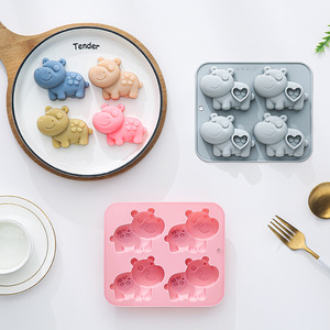 Silicone Cake Mold with Heart-shaped <strong>Hippo</strong> Design Heat Resistant Food-grade for Ice Cube and <strong>Chocolate</strong> - Product Image 3