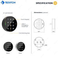 Clavier tactile Tediton Serrure intelligente de casier RFID Serrure numérique intelligente par mot de passe RFID Serrure électronique de classeur de garde-robe