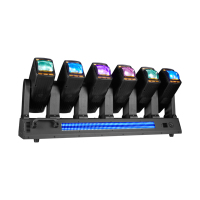 2026 NEU 6-Kopf Infinite Rotation Moving Head Beam Light mit LED-Streifen Strobe DMX512 Bühnenbeleuchtung für DJ Club Konzert Event