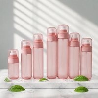 Botella de Spray Cosmética Translúcida Rosa Esmerilada con Tapa Redonda y Bomba Rosa para Tónico, Perfume, Spray Fijador, 60ml, 80ml, 100ml