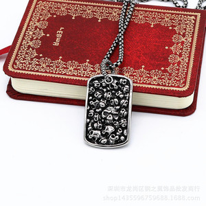 yunnique Titanium Steel Skull <b>Dog</b> <b>Tag</b> Necklace Unisex Geometric Pendant Fashion Jewelry - Product Image 3