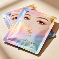Sachet d'emballage personnalisé en aluminium holographique à trois soudures avec estampage doré pour masque oculaire et cosmétiques, expédition rapide, vente en gros