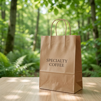 Sac en papier kraft personnalisé de luxe, écologique, pour café, boulangerie, thé de l'après-midi, à emporter, boutique, cadeau, sac fourre-tout, sac à main