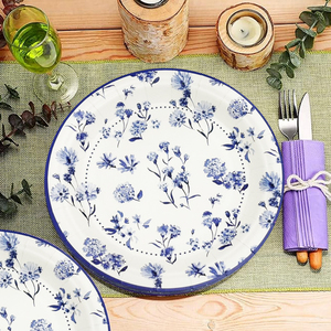 Vintage Blumenmuster Pappteller Anpassbare Größe Dekorative Pappteller Biologisch Abbaubare Servierteller - Product Image 1