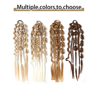 Queue de cheval tressée de style européen et américain pour femme, en cheveux synthétiques Remy, longue, avec dentelle française transparente, extension de queue de cheval, perruque
