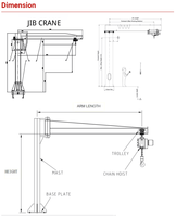 Grue à flèche pour conteneurs avec palan électrique, capacités de 500 kg, 1 tonne, 2 tonnes, 3 tonnes, 5 tonnes, 10 tonnes, à vendre