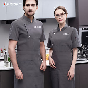 Chaqueta de Chef con logotipo personalizado de fábrica profesional, abrigo, ropa anticontracción, uniformes de Hotel para hombre y mujer de manga corta púrpura para mujer - Product Image 5