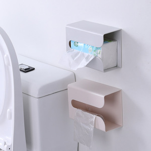 Adhesive Wall Mounted Tissue <b>Box</b> Rectangular Multipurpose No Drilling Required For Bathroom Toilet Paper Holder - Product Image 1