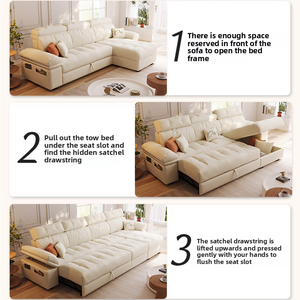 2025 New Kính Thiên Văn Giường Kép Sử Dụng Nhà Nhỏ Pháp Kem Phong Cách Phòng Khách Lưu Trữ Vải Sofa - Product Image 4