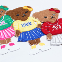 Patch brodé tendance motif grande marque Big Bear avec détails en chenille, applique ours trois couleurs pour sweat-shirts, t-shirts et réparation de tissus