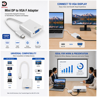 Adaptateur Mini DisplayPort vers VGA Femelle DFX, Convertisseur Vidéo 1080P avec Verrouillage par Vis, Cordon Multi-Modèles Compatible pour PC Portable