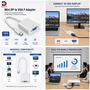 Adaptador DFX <span class=keywords><strong>Mini</strong></span> <span class=keywords><strong>DisplayPort</strong></span> <span class=keywords><strong>a</strong></span> <span class=keywords><strong>VGA</strong></span> Hembra, Conversor de Video 1080P con Bloqueo de Tornillo, Cable Multimodelo para PC y Laptop - Product Image 6