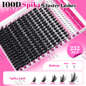 US Local Stock 100D Spikes Cluster <strong>Lashes</strong> Natural Look <strong>Volume</strong> 232Pcs 10-18mm <strong>Lash</strong> Cluster Kit with Bottom <strong>Lash</strong> - Product Image 3