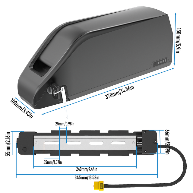 Factory Price High Quality Downtube Ebike Battery 36V/48V/52V 15Ah/20Ah/25Ah 21700 Lithium Battery Pack with BMS Protection