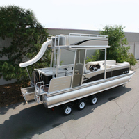 Luxe 25 pieds Double Decker Tritoon maison bateau avec cabine toboggan remorque moteur hors-bord surf pêche rivières aventure en plein air