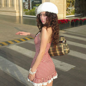 Robe mini à col halter en gingham rouge style français pour femme, col en V, bordure en dentelle, taille cintrée, robe d'été style cottage - Product Image 6