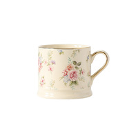 Mug Kopi Porselen Berpinggiran Emas Motif Bunga Cantik Gaya Eropa Kapasitas 290ml Untuk Penggunaan di Rumah