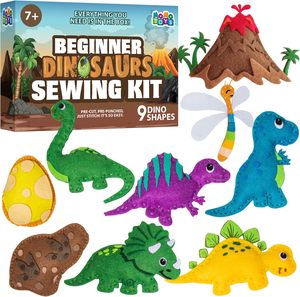 Attività per bambini il mio primo principiante artigianato viaggio fai da te giocattoli del bosco dinosauro Kit di cucito in feltro personalizzato per i bambini - Product Image 1