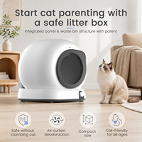 Bac à litière intelligent pour chat en plastique ABS, toilette électrique autonettoyante, nettoyage en un clic, anti-éclaboussures, design entièrement fermé, capacité de 45 L