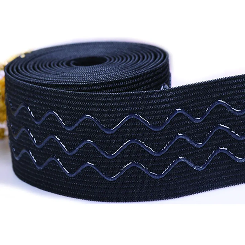 small minimum order of anti-slip gripper elastic ribbon tape with wave transparent silicone printed for cycling clothes