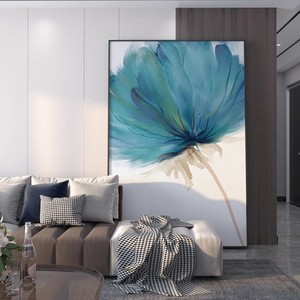 Peinture à l'huile abstraite de fleurs peinte à la main, cadre métallique, effet visuel 3D, style nordique moderne, art mural pour salon, entrée - Product Image 2