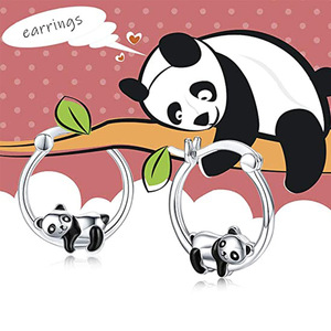 Orecchini a Cerchio con Panda Smaltato, Accessori Moda per Uso Quotidiano Femminile - Product Image 2