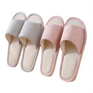 Women's Linen Cotton House <b>Slippers</b> Open Toe Breathable Non Slip Indoor Home <b>Slippers</b> <b>Soft</b> Sole Lounge Shoes - Product Image 3
