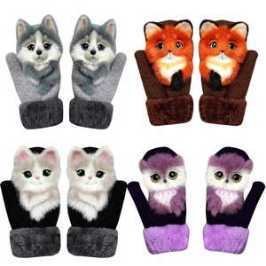 Gants épais en tricot avec des dessins 3D pour fille, accessoire d'hiver, magasin d'usine, cadeaux de noël, vente en gros - Product Image 3