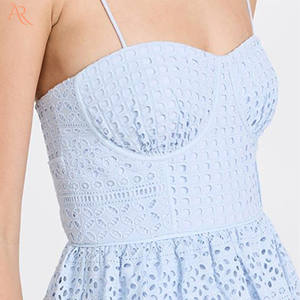 Minivestido plisado de encaje de algodón, bordado trenzado <span class=keywords><strong>en</strong></span> capas <span class=keywords><strong>en</strong></span> <span class=keywords><strong>inglés</strong></span> - Product Image 6