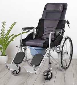 Silla de dormir plegable más barata, silla de ruedas reclinable de lujo con inodoro para personas mayores - Product Image 2