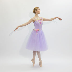 Vestido de Tutú Romántico Profesional para Niñas, Diseño Floral Hecho a Mano, Falda de Tul Suave para Bailarina, Diseño Lavanda, Estilo Cascanueces, Fitdance - Product Image 1