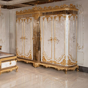 Luxus-Barock garderobe, hand geschnitztes goldenes Holz, verspiegeltes Inlay, mehrtürige Aufbewahrung, Schlafzimmer möbel im europäischen königlichen Stil - Product Image 6