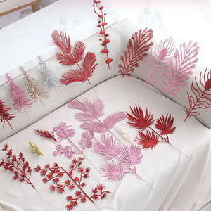 Fleurs artificielles de Noël, feuilles d'eucalyptus persan, décoration d'<span class=keywords><strong>arbre</strong></span>, Nouvel An, spray doré fait main - Product Image 1