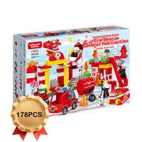 Lot de 178 gros blocs de construction : Ensemble Station de Secours Incendie – Jouet Éducatif de Construction – Fourniture en Gros pour Enfants 3+ ans – Boîte