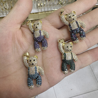 Collier pendentif en forme d'ours plaqué or 24 carats à la mode Micro diamant CZ pavé pierre principale Zircon laiton enfants unisexe
